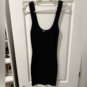 Black Ribbed Mini Dress